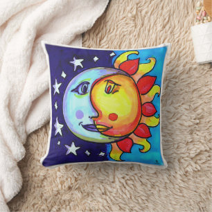 Nineties Lunar Solar Sun Moon Celestial Vibes Throw Pillow