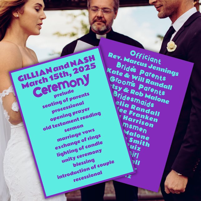 Nineties Purple on Teal Wedding Program (Creator Uploaded)