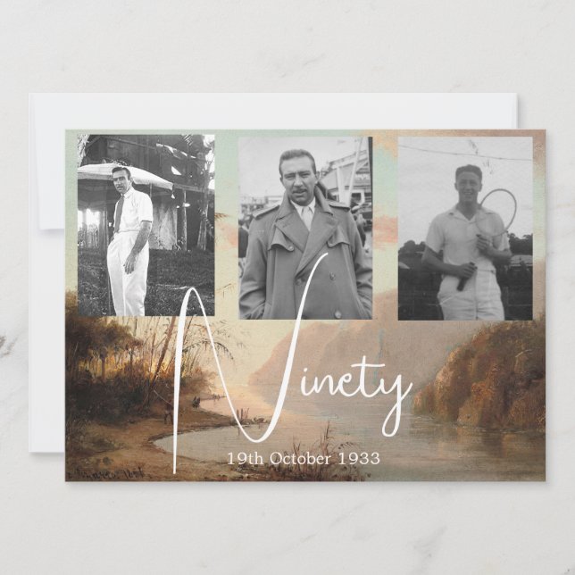 Ninetieth 90th Birthday Tropical Photo Invitation (Front)