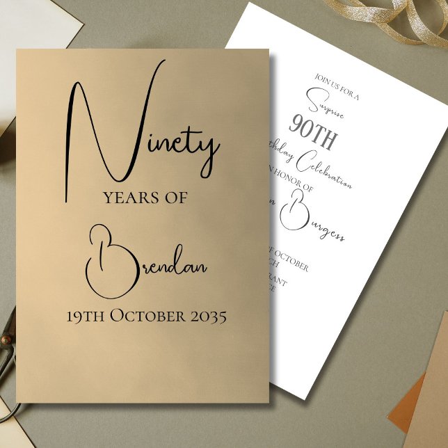 Ninetieth 90th Male Birthday Invitation (Creator Uploaded)