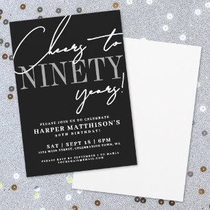 Ninety Black 90th Birthday Party Invitation
