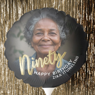 Ninety black and gold now and then photo Balloon