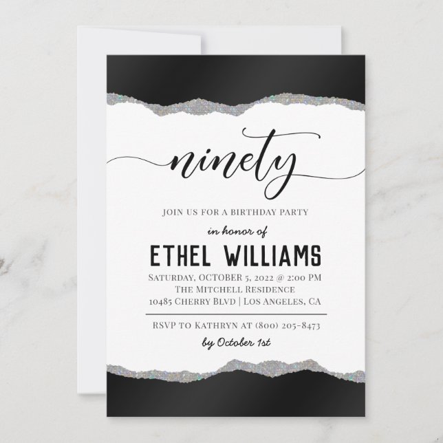 Ninety Diamond Birthday Invitation (Front)