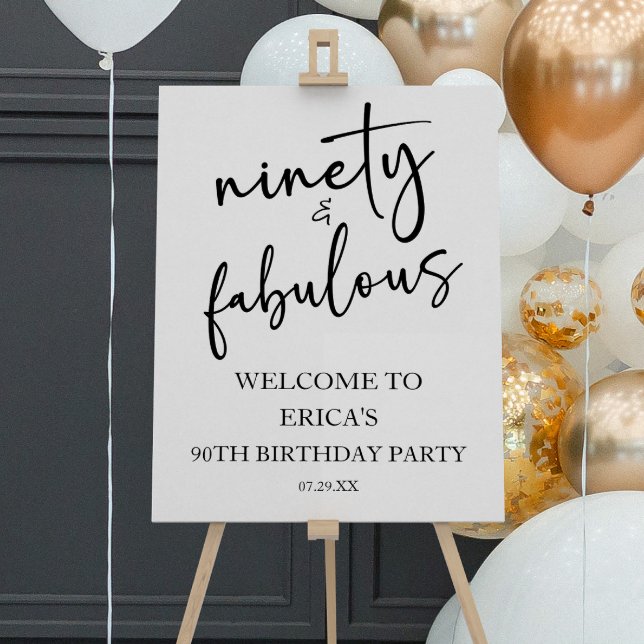 Ninety & Fabulous 90th Birthday Party Welcome Sign (Creator Uploaded)