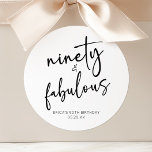 Ninety & Fabulous Minimal 90th Birthday Party Classic Round Sticker<br><div class="desc">This is a Ninety & Fabulous Minimal Minimalist Black White 90th Birthday Party Favor Stickers!</div>