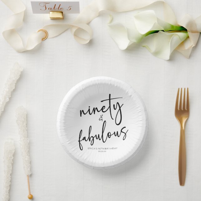 Ninety & Fabulous Minimal 90th Birthday Party Paper Bowls (Wedding)
