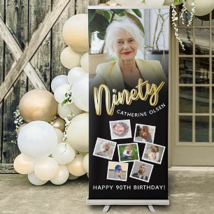 Ninety gold black 90th Birthday party 8 photos  Retractable Banner