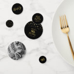 Ninety Gold & Black Confetti 90th Birthday Party<br><div class="desc">Add detail to your special day with this stylish 90th birthday photo table confetti. This design features a modern script "Ninety",  " Happy Birthday" with hexagon confetti in black & gold color combo. More milestone birthday party supplies are available at my shop BaraBomDesign.</div>