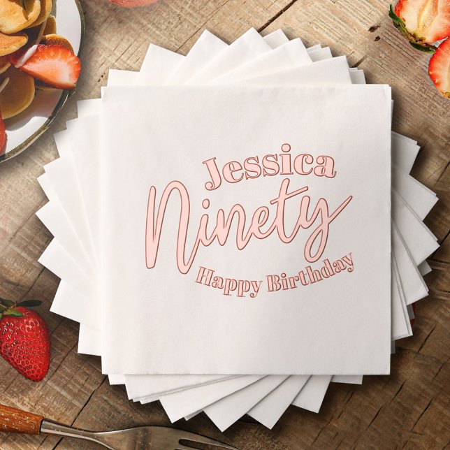 Ninety happy birthday 90th birthday party custom foil napkins (Creator Uploaded)