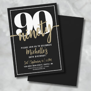 Ninety Modern 90th Birthday Party Invitation