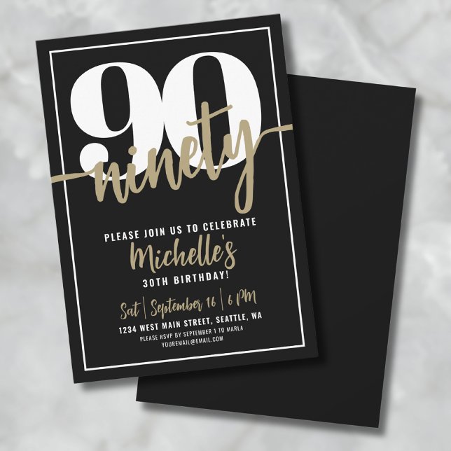 Ninety Modern 90th Birthday Party Invitation (Ninety Modern 90th Birthday Party Invitation )