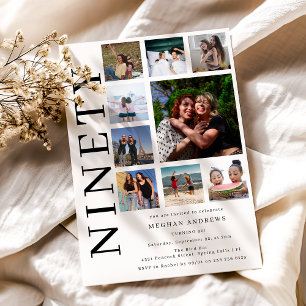 Ninety Photo Collage 90th Birthday Party Invitation