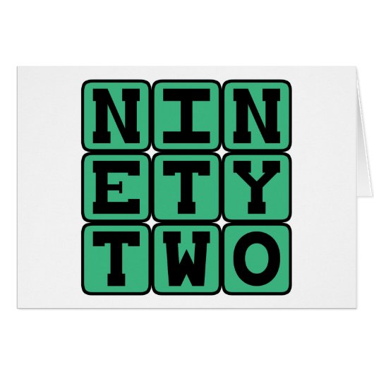 Ninety Two, Number 92 Cards (Front Horizontal)