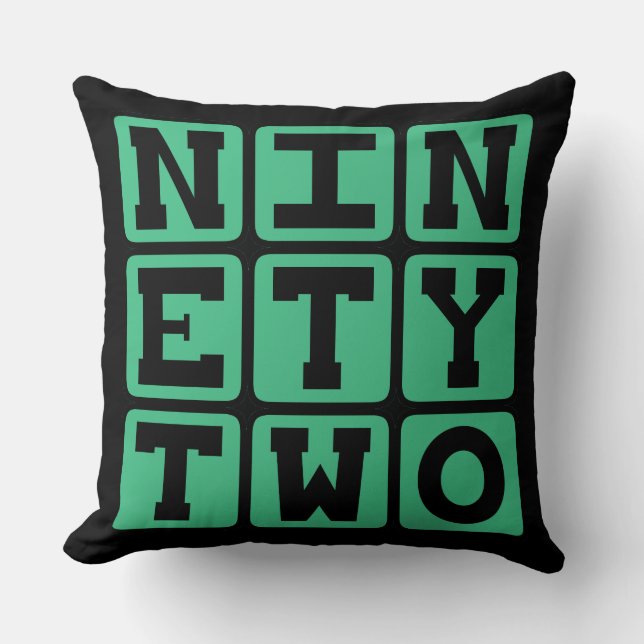 Ninety Two, Number 92 Throw Pillow (Front)
