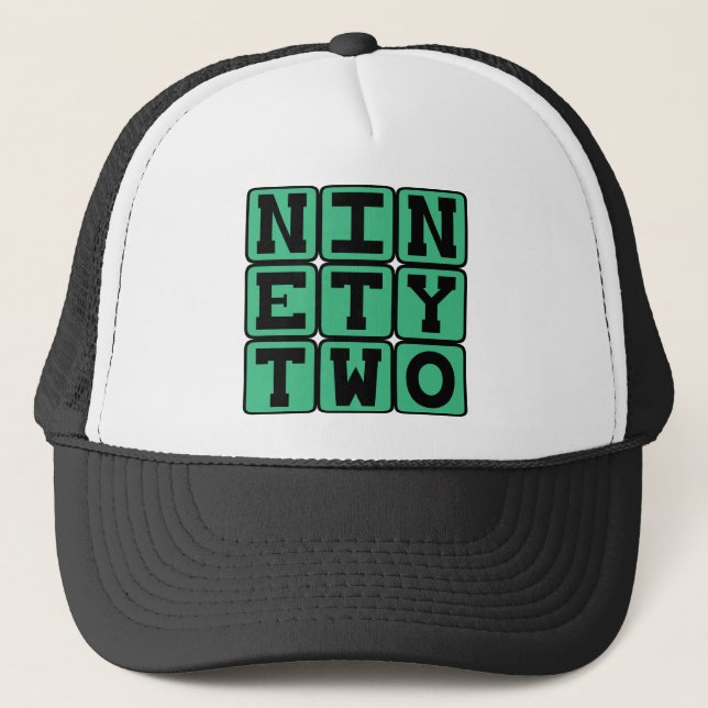 Ninety Two, Number 92 Trucker Hat (Front)