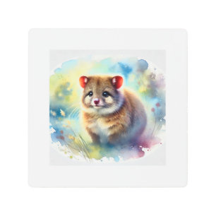Ningaui in soft colors 201024AREF110 - Watercolor Metal Print