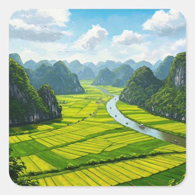 Ninh Binh Vietnam Travel Square Sticker (Front)