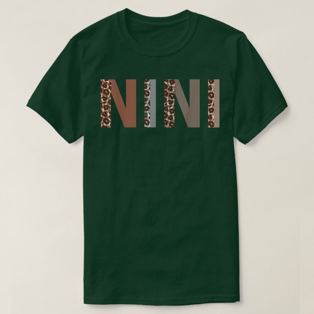Nini Leopard Print Mom Cute Mothers Day Funny Gran T-Shirt (Design Front)