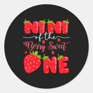Nini Of The Berry Sweet One 1st Birthday Strawberr Classic Round Sticker