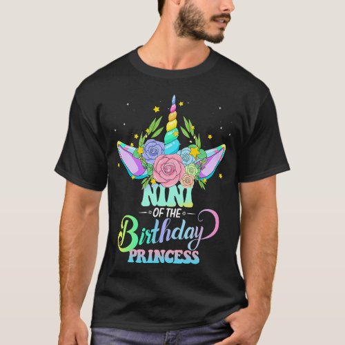 Nini Of The Birthday Princess Mother Day Unicorn B T_Shirt