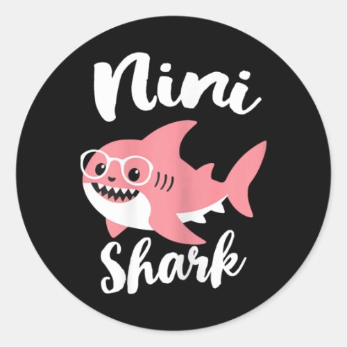 Nini Shark Mothers Day Grandma Funny  Classic Round Sticker
