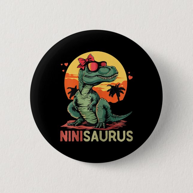 Ninisaurus Dino Dinosaur Nini-saurus T-rex Mother' Button (Front)