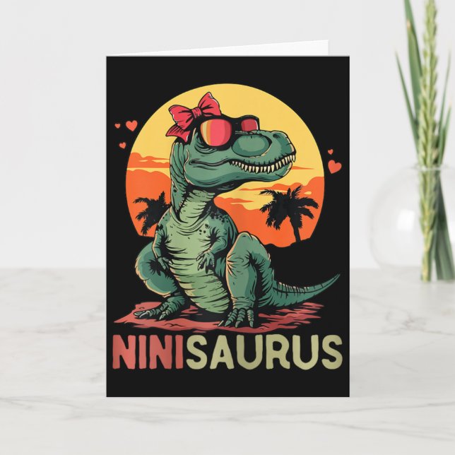 Ninisaurus Dino Dinosaur Nini-saurus T-rex Mother' Card (Front)