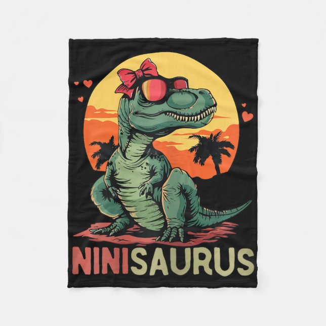 Ninisaurus Dino Dinosaur Nini-saurus T-rex Mother' Fleece Blanket (Front)