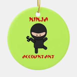 Ninja Accountant with Dollar Sign Ceramic Ornament