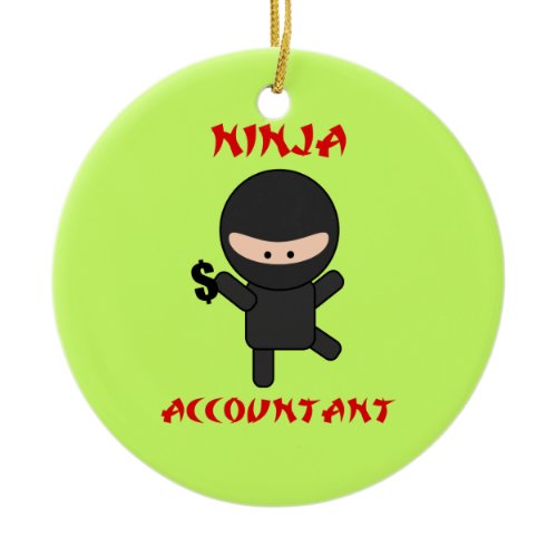 Ninja Accountant with Dollar Sign Ceramic Ornament