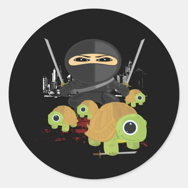 Fake Ninja Rurtle Label Ninja and Turtles Classic Round Sticker | Zazzle