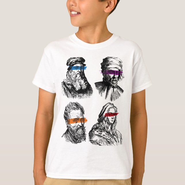 Ninja Artist Renaissance Michelangelo Leonardo Don T-Shirt (Front)
