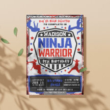 Ninja Athletic Warrior Birthday Party Invitation