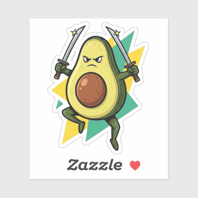 Ninja Avocado Cartoon – Funny Fruit Warrior Vector Sticker (Sheet)