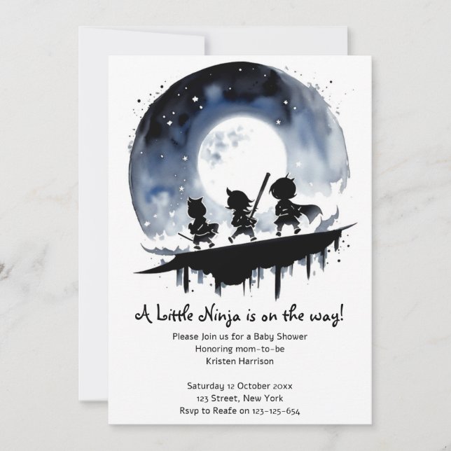Ninja Baby Shower Invitation (Front)