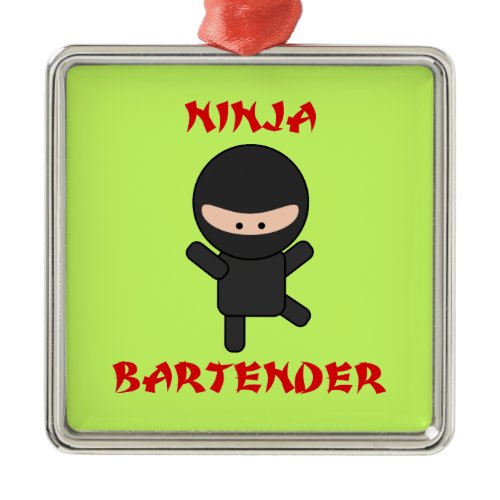 Ninja Bartender Metal Ornament