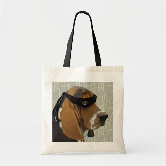 Ninja Basset Hound Dog Tote Bag (Front)
