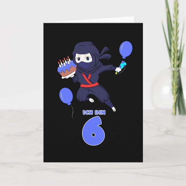 NINJA BIRTHDAY 6 6th Birthday Boy Comic Lover Card (Front)