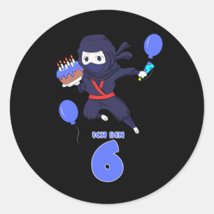 NINJA BIRTHDAY 6 6th Birthday Boy Comic Lover Classic Round Sticker