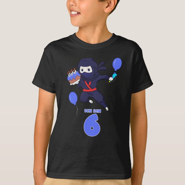 NINJA BIRTHDAY 6 6th Birthday Boy Comic Lover T-Shirt (Front)