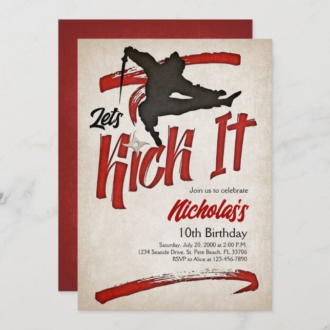Ninja Birthday Invitation (Front/Back)