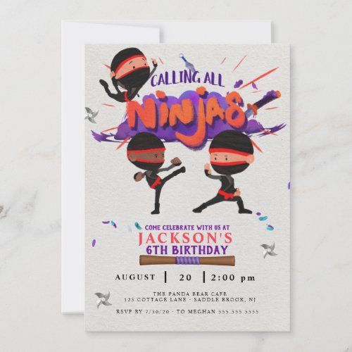Ninja Birthday Invitation