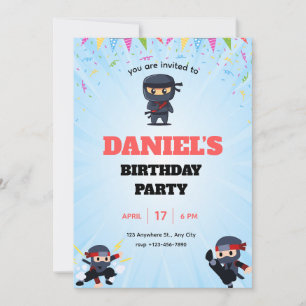 Ninja Birthday Invitation for Boys,