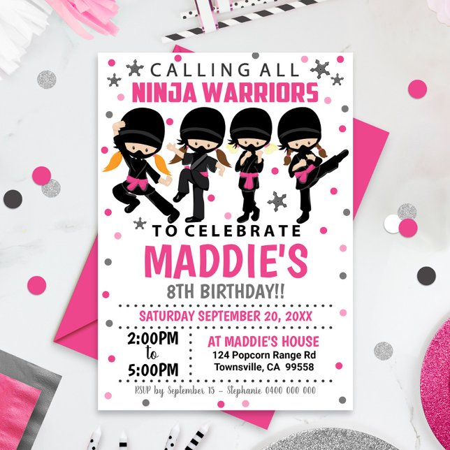Ninja Birthday Invitation Girl Ninja (Creator Uploaded)