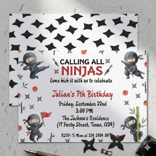 Ninja Birthday Invitation Karate Boy Martial Arts