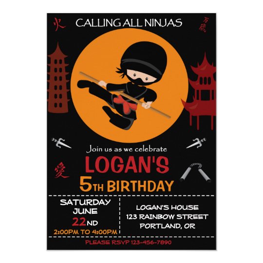 Ninja birthday invitation Ninja warrior invite | Zazzle.com