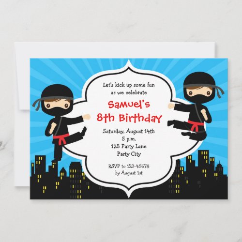 Ninja Birthday Invitations Boys