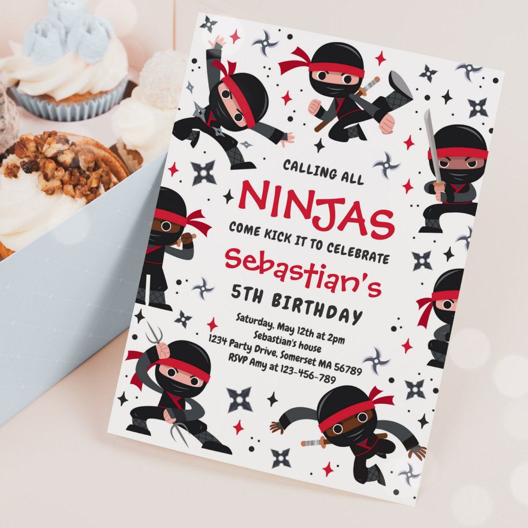 Ninja Birthday Karate Martial Arts Birthday Party  Invitation