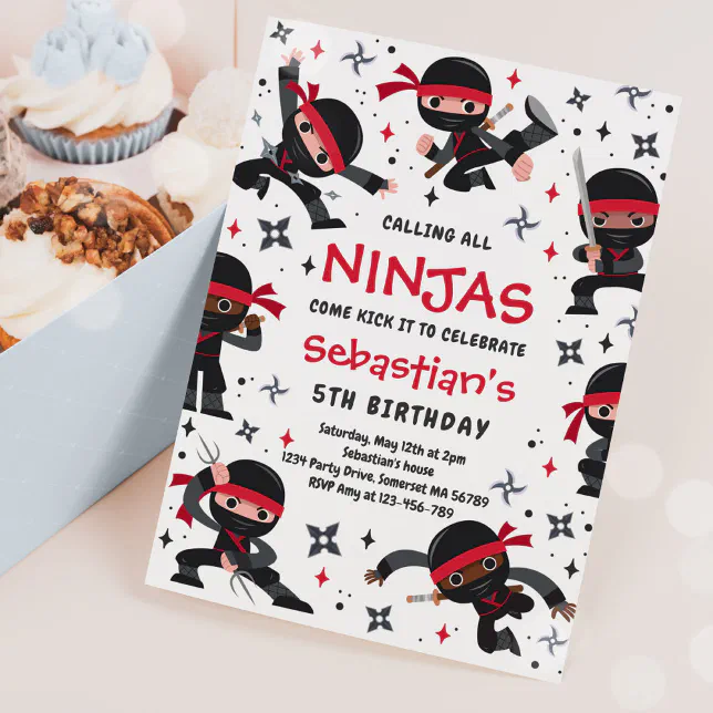 Ninja Birthday Karate Martial Arts Birthday Party Invitation Zazzle
