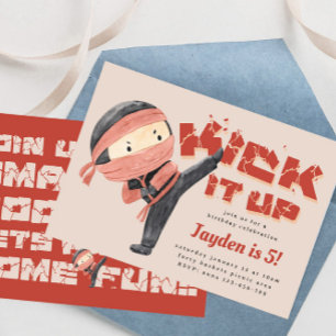 Ninja Birthday, Karate Martial Arts, Kick it up Invitation